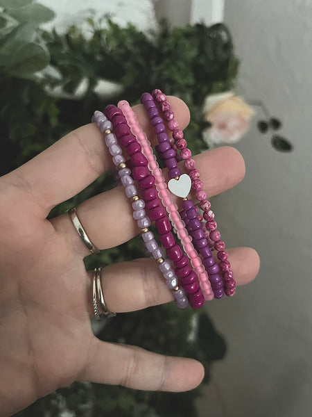 Dainty Purple Bracelet Set