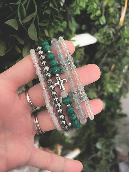 Teal Cross Bracelet Set