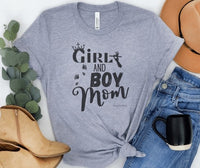 Girl and Boy Mom Tee (Athletic Heather)